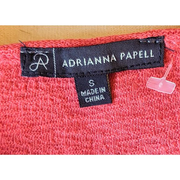 Adrianna Papell Top Blouse Small Sugar Coral Cotton Crochet Trim Gauzy Crepe - Picture 8 of 10